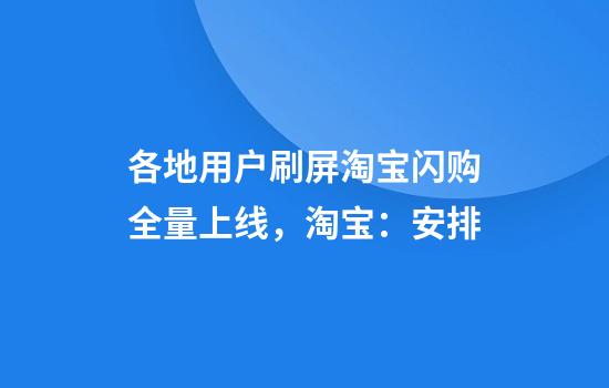 各地用户刷屏淘宝闪购全量上线，淘宝：安排