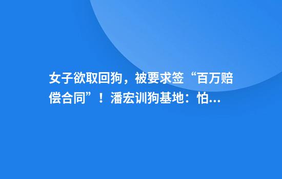 女子欲取回狗，被要求签“百万赔偿合同”！潘宏训狗基地：怕她蹭流量