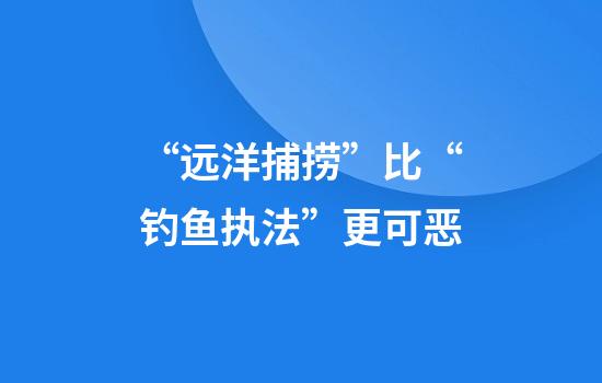 “远洋捕捞”比“钓鱼执法”更可恶