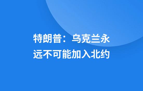 特朗普：乌克兰永远不可能加入北约