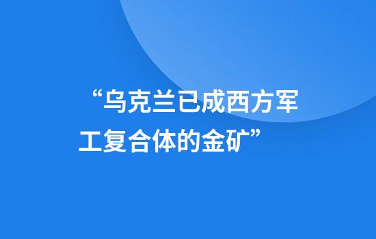 “乌克兰已成西方军工复合体的金矿”