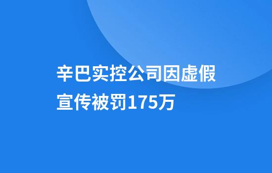 辛巴实控公司因虚假宣传被罚175万