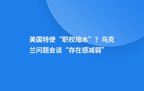 美国特使“职权缩水”？乌克兰问题会谈“存在感减弱”