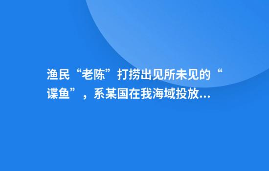 渔民“老陈”打捞出见所未见的“谍鱼”，系某国在我海域投放的新型水下窃密装置！