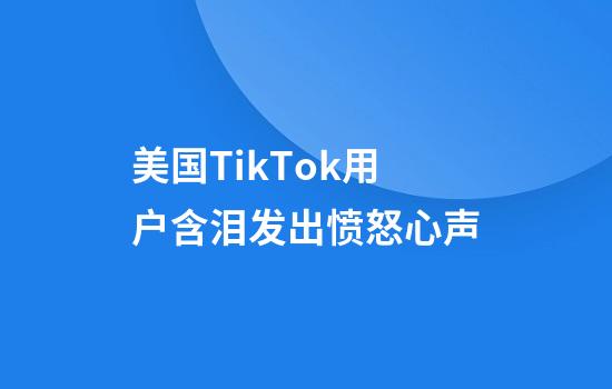 美国TikTok用户含泪发出愤怒心声