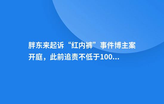 胖东来起诉“红内裤”事件博主案开庭，此前追责不低于100万元