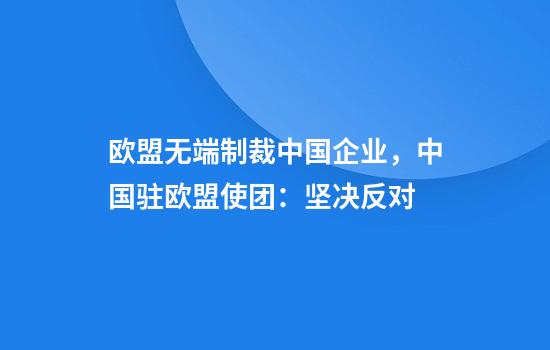 欧盟无端制裁中国企业，中国驻欧盟使团：坚决反对