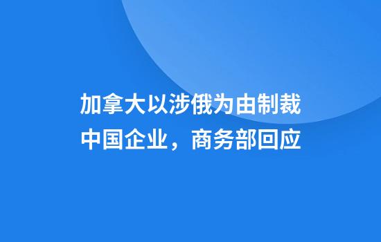 加拿大以涉俄为由制裁中国企业，商务部回应