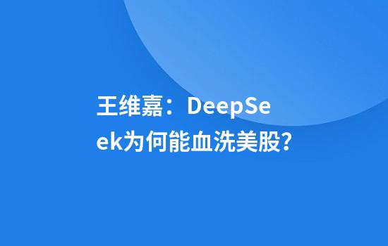 王维嘉：DeepSeek为何能血洗美股？