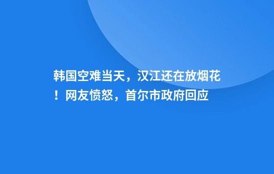 韩国空难当天，汉江还在放烟花！网友愤怒，首尔市政府回应