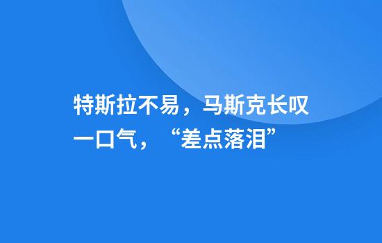 特斯拉不易，马斯克长叹一口气，“差点落泪”
