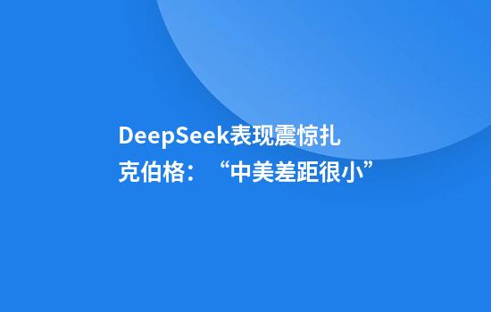 DeepSeek表现震惊扎克伯格：“中美差距很小”