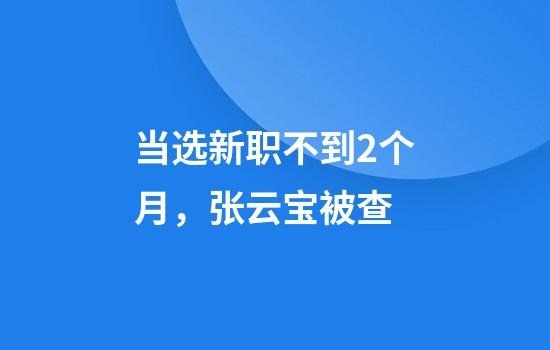 当选新职不到2个月，张云宝被查
