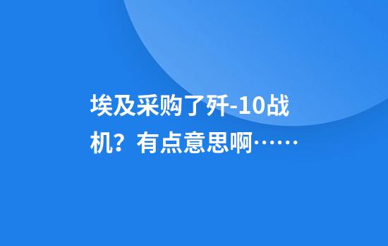 埃及采购了歼-10战机？有点意思啊……