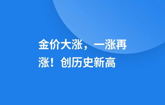 金价大涨，一涨再涨！创历史新高