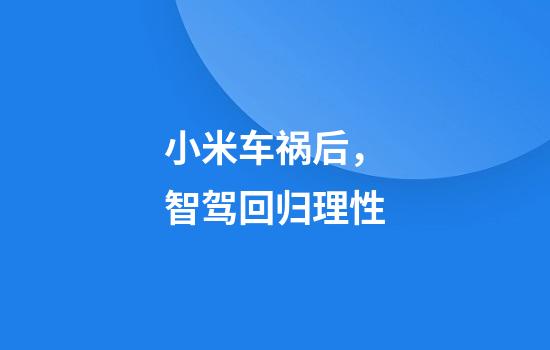小米车祸后，智驾回归理性