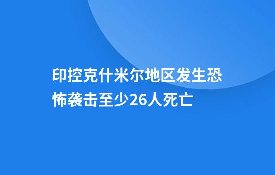印控克什米尔地区发生恐怖袭击至少26人死亡
