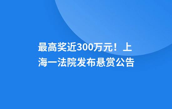 最高奖近300万元！上海一法院发布悬赏公告