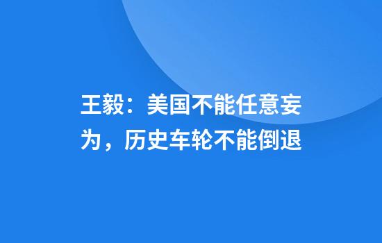 王毅：美国不能任意妄为，历史车轮不能倒退