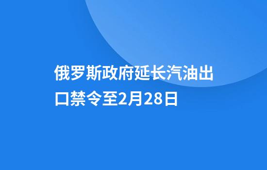 俄罗斯政府延长汽油出口禁令至2月28日