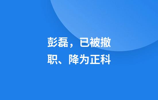 彭磊，已被撤职、降为正科