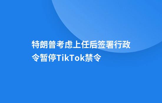 特朗普考虑上任后签署行政令暂停TikTok禁令