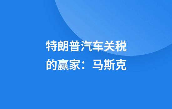 特朗普汽车关税的赢家：马斯克