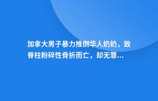加拿大男子暴力推倒华人奶奶，致脊柱粉碎性骨折而亡，却无罪释放