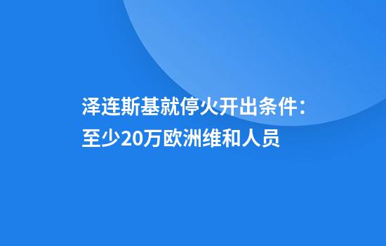 泽连斯基就停火开出条件：至少20万欧洲维和人员