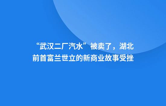“武汉二厂汽水”被卖了，湖北前首富兰世立的新商业故事受挫