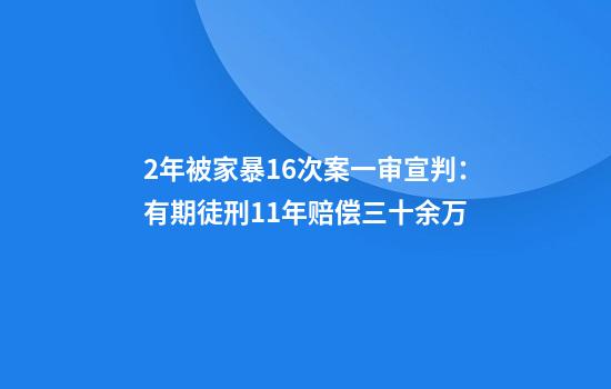 2年被家暴16次案一审宣判：有期徒刑11年赔偿三十余万