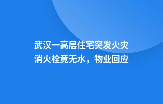 武汉一高层住宅突发火灾消火栓竟无水，物业回应