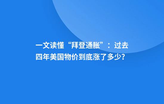 一文读懂“拜登通胀”：过去四年美国物价到底涨了多少？