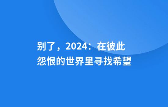 别了，2024：在彼此怨恨的世界里寻找希望