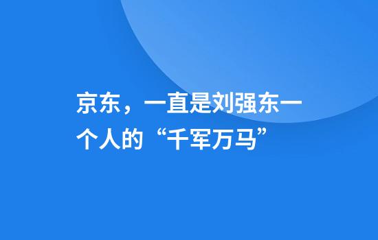 京东，一直是刘强东一个人的“千军万马”