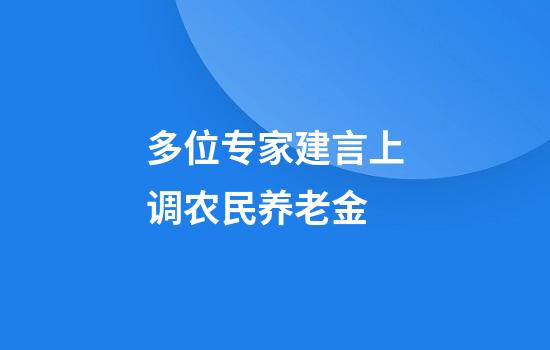 多位专家建言上调农民养老金