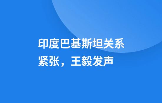 印度巴基斯坦关系紧张，王毅发声