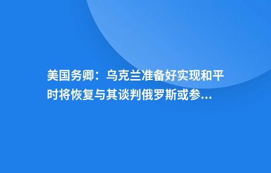 美国务卿：乌克兰准备好实现和平时将恢复与其谈判俄罗斯或参与