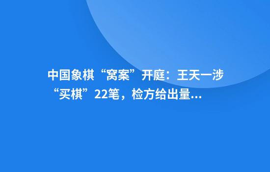 中国象棋“窝案”开庭：王天一涉“买棋”22笔，检方给出量刑意见