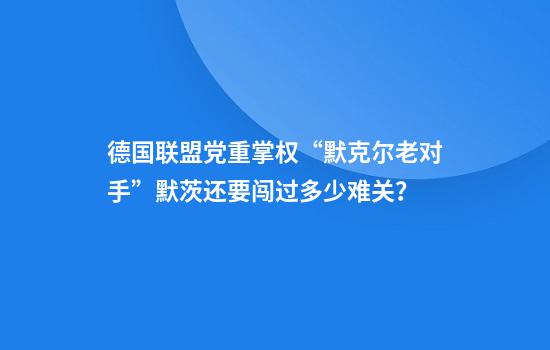 德国联盟党重掌权“默克尔老对手”默茨还要闯过多少难关？
