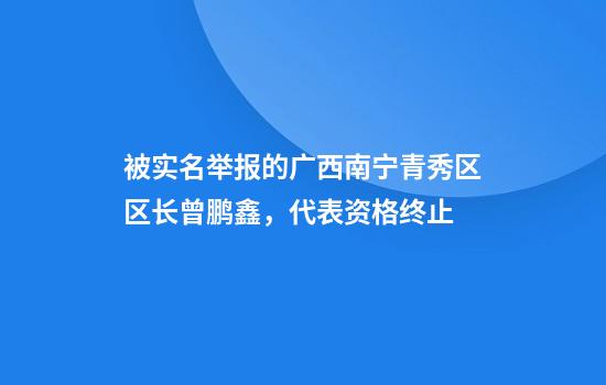 被实名举报的广西南宁青秀区区长曾鹏鑫，代表资格终止