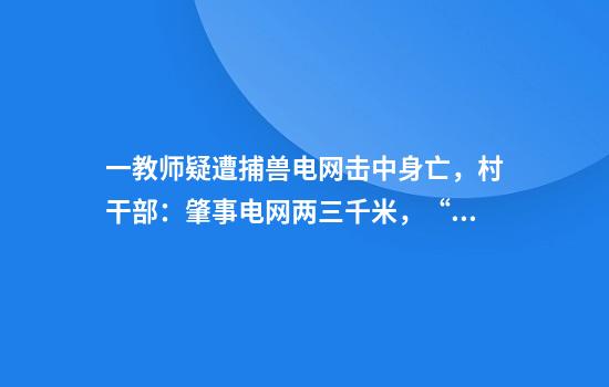 一教师疑遭捕兽电网击中身亡，村干部：肇事电网两三千米，“能电死野猪”