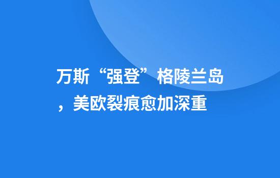 万斯“强登”格陵兰岛，美欧裂痕愈加深重