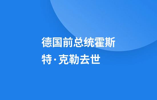德国前总统霍斯特·克勒去世