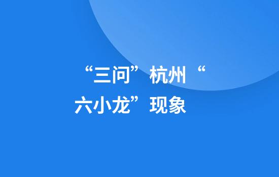 “三问”杭州“六小龙”现象