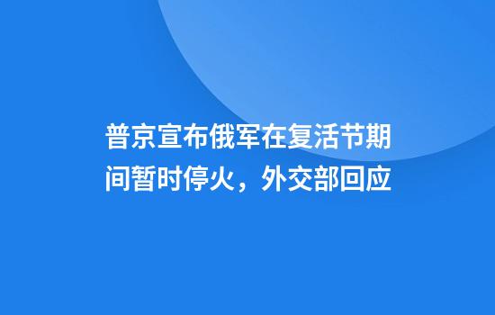 普京宣布俄军在复活节期间暂时停火，外交部回应