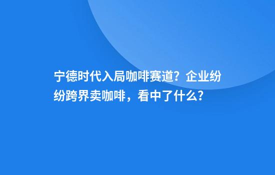 宁德时代入局咖啡赛道？企业纷纷跨界卖咖啡，看中了什么？