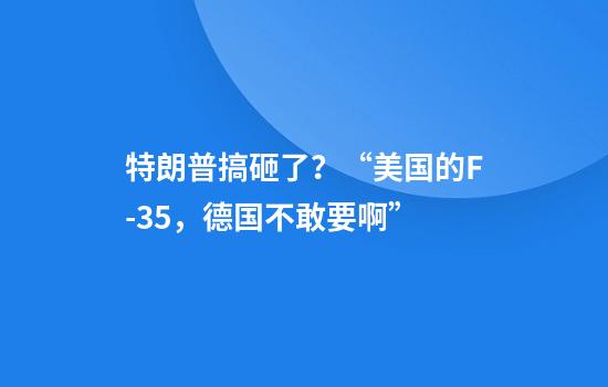 特朗普搞砸了？“美国的F-35，德国不敢要啊”