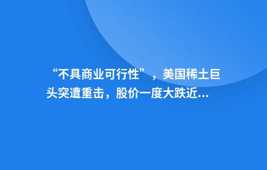 “不具商业可行性”，美国稀土巨头突遭重击，股价一度大跌近10%，业务陷入停滞！