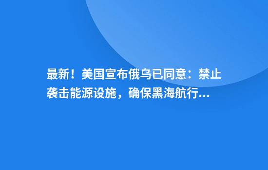 最新！美国宣布俄乌已同意：禁止袭击能源设施，确保黑海航行安全！多名俄记者被炸身亡，克宫：“乌克兰特别想杀死他们”